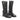 Bottes artisanales Gisel moiré Chester vintage fumo en cuir noir avec brides et boucles, vendues par moodeshop