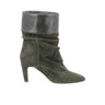 Bottes moodeshop en veau velours vert selvatico avec revers en cuir et talon recouvert de 6 cm, fabrication italienne