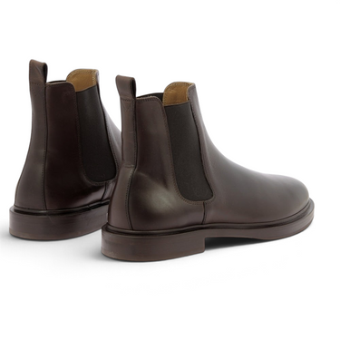 Bottines Chelsea moodeshop Nolan en cuir pull up couleur bison avec semelle en cuir et patin gomme
