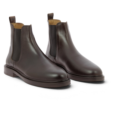 Bottines Chelsea moodeshop Nolan en cuir pull up couleur bison avec semelle cousue et patin gomme