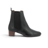 Bottines Chelsea moodeshop Niabella en cuir grainé noir avec talon bloc de 3 cm et empiècements élastiques