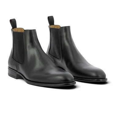 Bottines Chelsea Giorgio 1958 en cuir noir artisanal avec semelle mixte, disponibles chez moodeshop