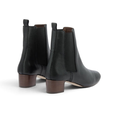 Bottines Chelsea moodeshop Niabella en cuir grainé noir avec talon bloc de 3 cm, vue arrière
