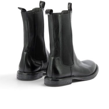 Bottines Chelsea artisanales moodeshop en cuir noir avec semelle cousue et tirettes arrière, fabriquées en Italie