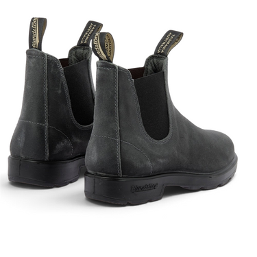 Bottines Chelsea Blundstone 1910 en daim ciré gris acier avec semelle en gomme chez moodeshop