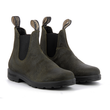 Bottines Chelsea Blundstone 1615 pour femme en daim huilé couleur dark olive avec semelle en gomme antidérapante