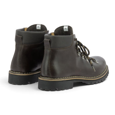 Bottines artisanales Cime en cuir marron testa di moro avec semelle Vibram, disponibles chez moodeshop