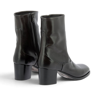 Bottines artisanales Pantanetti chez moodeshop en cuir moka avec talon de 5 cm et fermeture éclair latérale