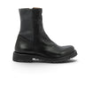 Bottines artisanales Fiorentini + baker en cuir noir avec semelle commando crantée, vendues par moodeshop.