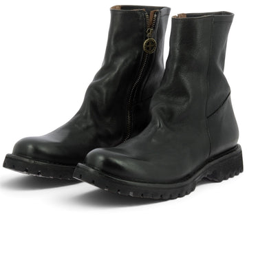Bottines Fiorentini + baker Ebe en cuir noir avec fermeture éclair latérale et semelle commando chez moodeshop