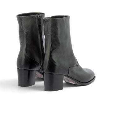 Bottines artisanales en cuir noir Pantanetti pour moodeshop avec talon de 5 cm et fermeture éclair latérale