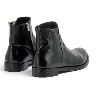 Bottines artisanales moodeshop Hive 036 en cuir noir italien avec fermeture éclair arrière et semelle mixte
