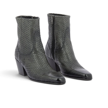 Bottines artisanales Pantanetti pour moodeshop en cuir squama gris avec talon de 5 cm et fermeture éclair latérale