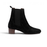 Bottines moodeshop Niabella en daim noir motif croco avec talon bloc de 3 cm et empiècements élastiques
