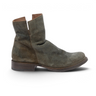 Bottines artisanales Fiorentini + Baker en daim vert kaki, style vintage avec semelle en cuir et gomme, chez moodeshop