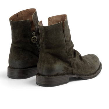 Bottines artisanales Fiorentini + baker en croûte cirée couleur caffe avec fermeture éclair, vendues par moodeshop