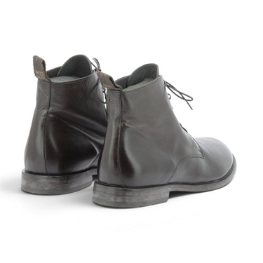 Bottines à lacets Moma pour moodeshop en cuir vitello marron congo avec semelle artisanale cousue, vue arrière