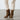 moodeshop brown suede slouch boots with gold trim detail and 5cm covered heel. Artisan made in Portugal.