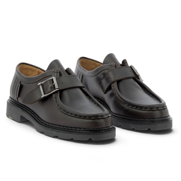 Chaussures artisanales moodeshop Pellet -1860 en cuir pull up couleur pecan avec boucle et semelle crantée