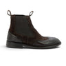 Chelsea boots Moma pour moodeshop en daim et cuir marron teak avec détails brogues et semelle artisanale italienne