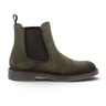 Chelsea boots Elia Maurizi pour moodeshop en daim vert olive avec semelle en gomme cousue blake