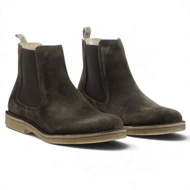 Chelsea boots Astorflex Bitflex en cuir velours marron foncé avec semelle en crêpe naturel chez moodeshop