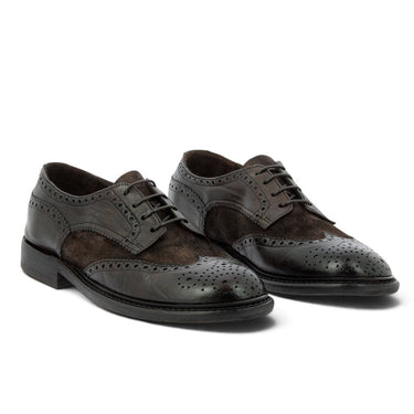 Chaussures Derby Brogue moodeshop en cuir et daim couleur Teak avec finitions artisanales italiennes