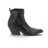 Bottines moodeshop Elena iachi noires en cuir saturno avec motif laser artisanal et talon de 6 cm