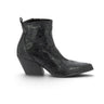 Bottines moodeshop Elena iachi noires en cuir saturno avec motif laser artisanal et talon de 6 cm