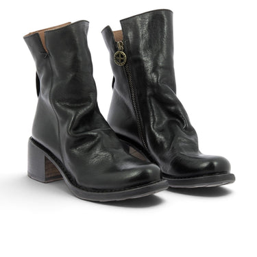 Boots artisanales Fiorentini + baker moodeshop en cuir noir avec fermeture éclair latérale et talon de 5 cm