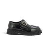 Mocassin à boucle moodeshop en cuir glacé noir avec semelle épaisse crantée ultra légère