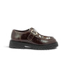 Mocassin à boucle Maison toufet Dolores en cuir glacé whisky et empiècement façon poulain sur semelle crantée