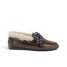 Mocassin Nahua winter moodeshop en cuir vieilli marron avec doublure en laine et lacets bicolores