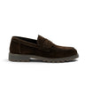 Mocassin Giorgio 1958 en daim chocolat avec semelle commando crantée, disponible chez moodeshop
