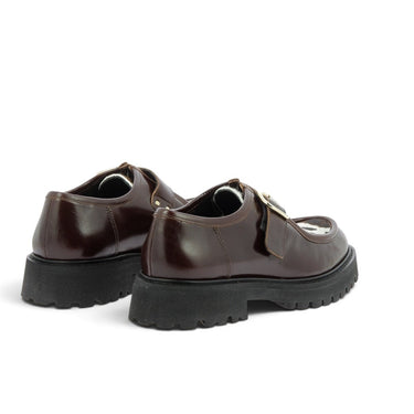 Mocassins à boucle Maison toufet en cuir glacé whisky avec semelle crantée, vendus par moodeshop