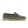 Mocassins moodeshop Bobbies Bormes en daim vert olive avec semelle en gomme contrastante