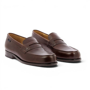 Mocassins penny loafer Pellet pour moodeshop en cuir brun de veau pull up avec semelle robuste