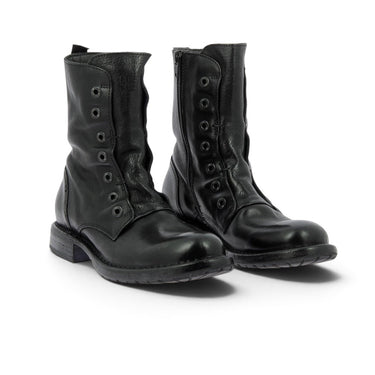 Boots lacets Moma moodeshop en cuir vachetta noir avec semelle commando artisanales fabriquées en Italie