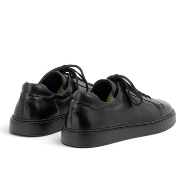 Baskets artisanales moodeshop Pantanetti en cuir noir dark shadow avec semelle gomme ultralight, vue arrière