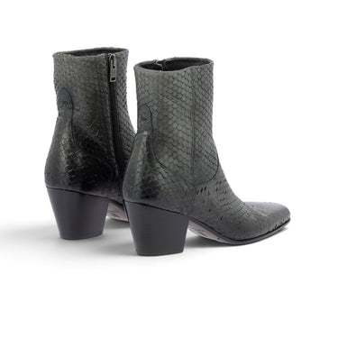Bottines artisanales moodeshop Pantanetti en cuir gris effet squama avec fermeture éclair et talon de 5 cm
