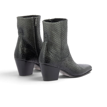 Bottines artisanales moodeshop Pantanetti en cuir gris effet squama avec fermeture éclair et talon de 5 cm