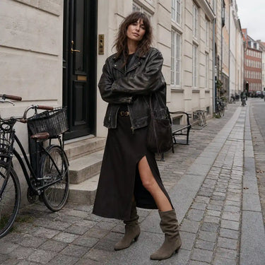 Botte Vully 50 en daim marron, talon empilé, style urbain Copenhagen